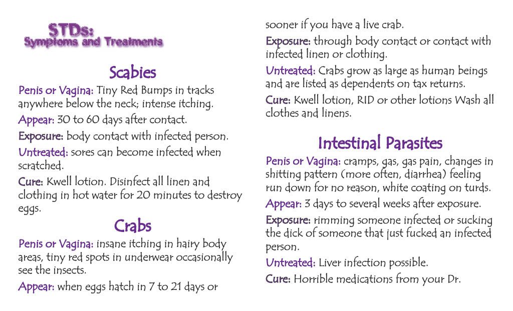 Play Fair! Page 18 - STDs: Symptoms and Treatments: Scabies, Crabs, Intestinal Parasites