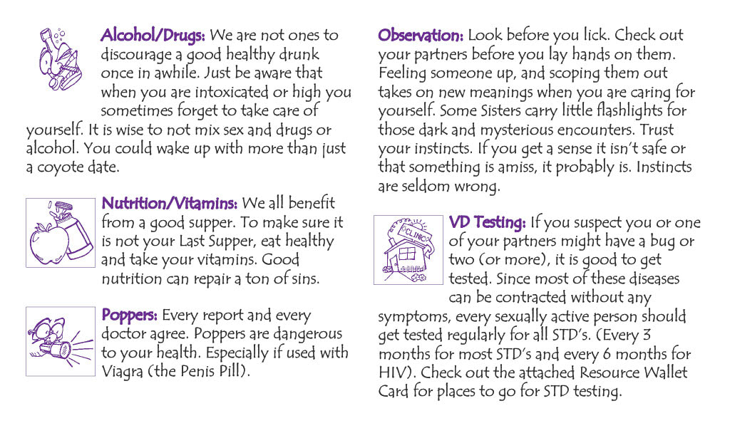 Play Fair! Page 6 - Alcohol and Drugs, Nutrition and Vitamins, Poppers, Observation, VD Testing