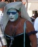 Paul Salomon in white face and white veils at the 2005 Palm Springs Pride.