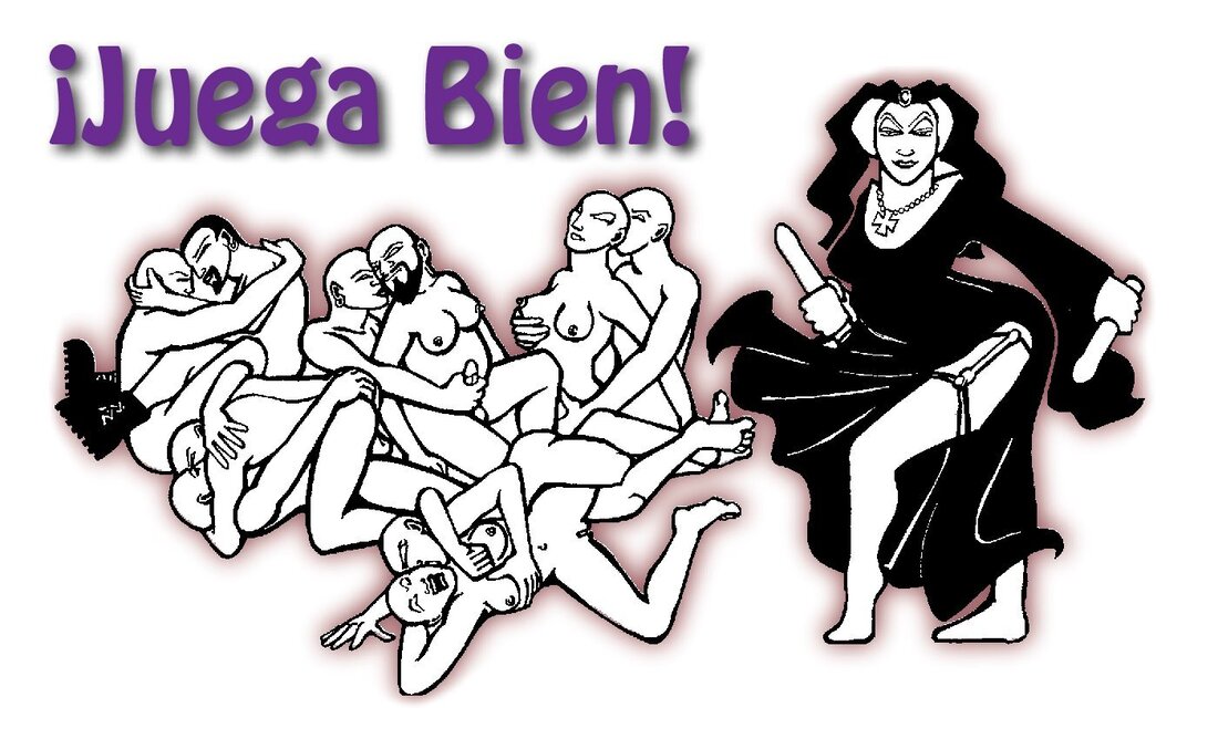 Cover art for Juega Bien, the Spanish language edition of Play Fair by The Sisters of Perpetual Indulgence.