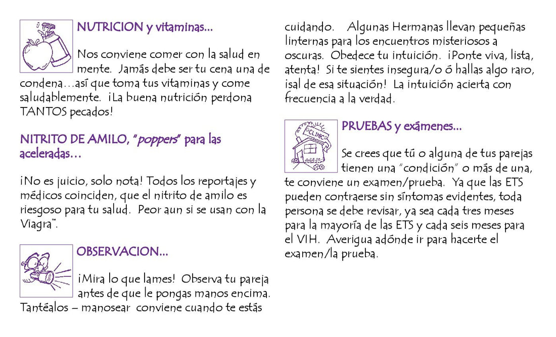 Page eight of Juega Bien, the Spanish language edition of Play Fair by The Sisters of Perpetual Indulgence.