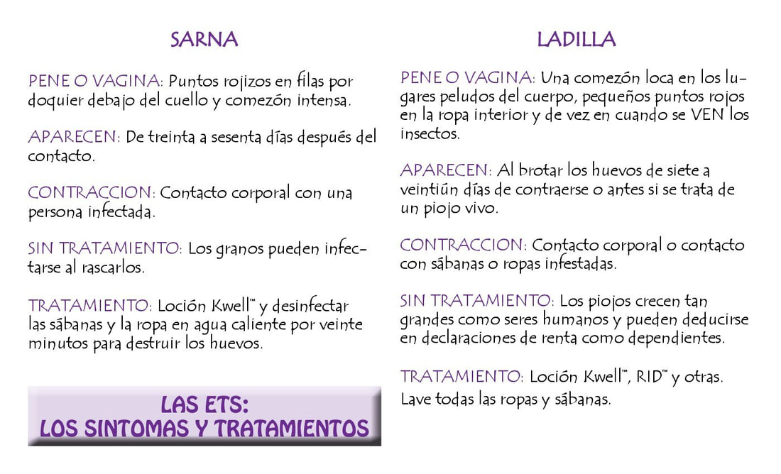 Sarna y Ladilla. Page twenty-one of Juega Bien, the Spanish language edition of Play Fair by The Sisters of Perpetual Indulgence.